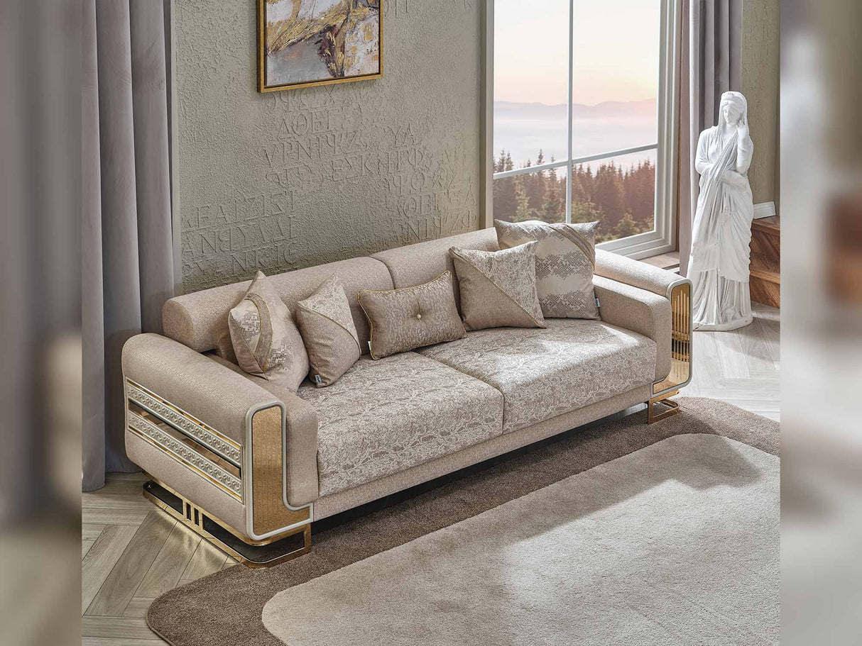 Delux Convertible Loveseat Cream by Furnia at Eve Furniture