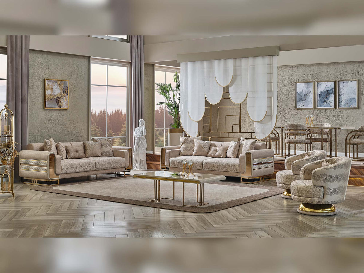 Delux Convertible Loveseat Cream by Furnia at Eve Furniture
