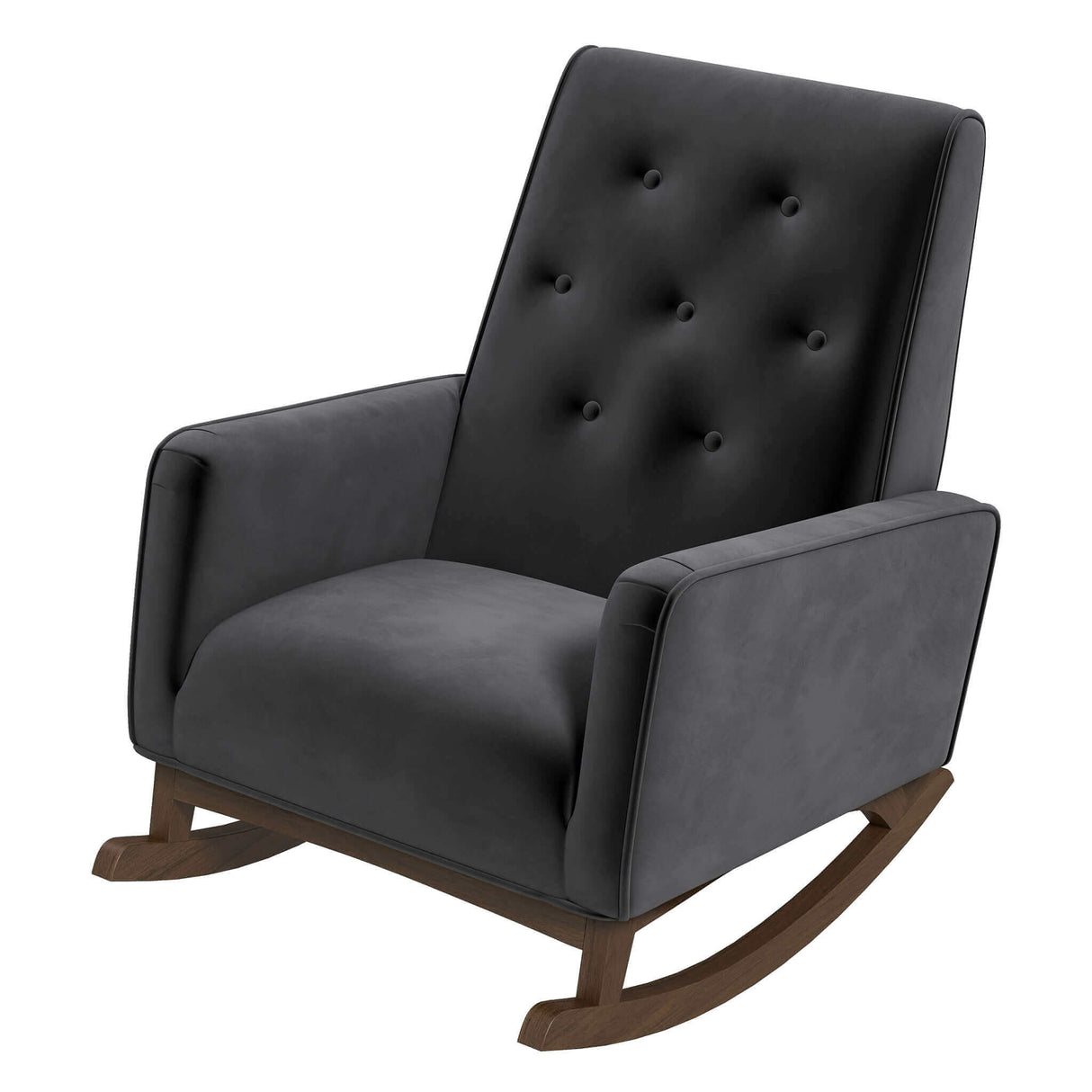 Demetrius Dark Grey Fabric Solid Wood Rocking Chair by Ashcroft Furniture at Eve Furniture