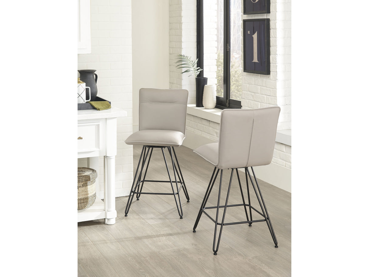 Demi Hairpin Leg Swivel Counter Stool in Taupe (Set of 2) by Modus Furniture at Eve Furniture