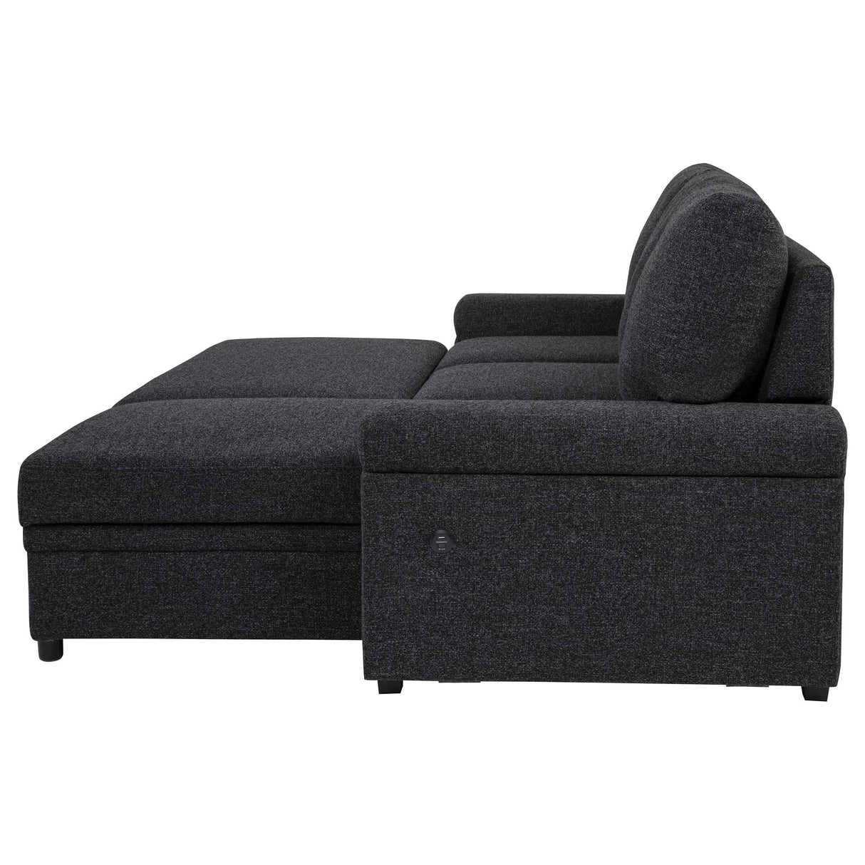 Demko Black Sleeper Sectional Sofa with Speaker and Storage Chaise by Coaster at Eve Furniture