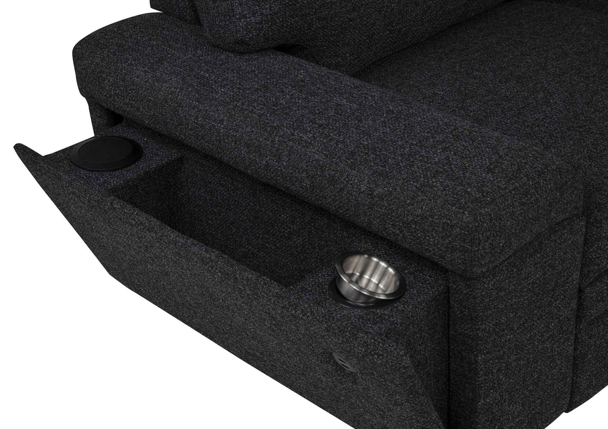 Demko Black Sleeper Sectional Sofa with Speaker and Storage Chaise by Coaster at Eve Furniture