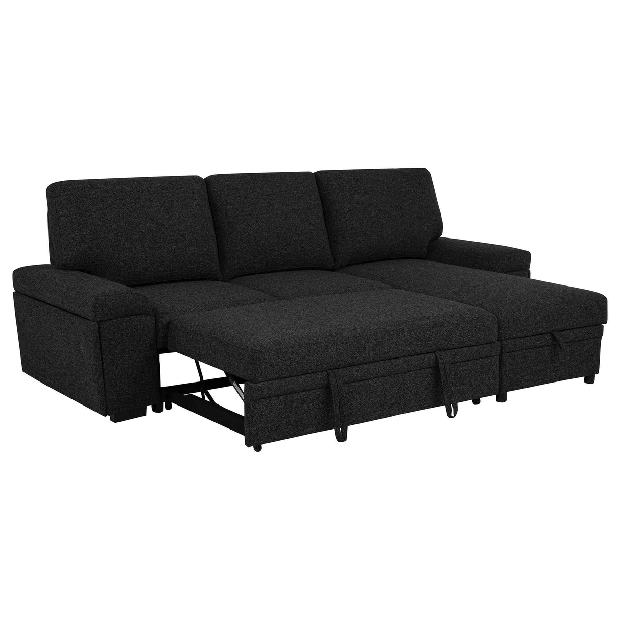 Demko Black Sleeper Sectional Sofa with Speaker and Storage Chaise by Coaster at Eve Furniture