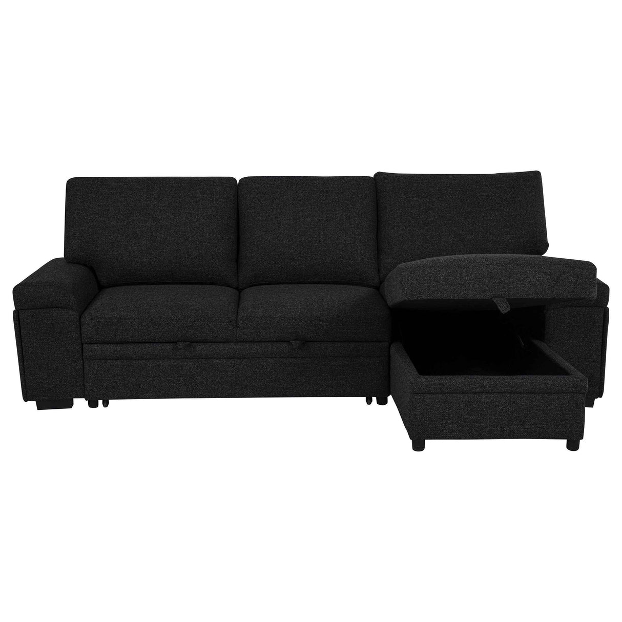 Demko Black Sleeper Sectional Sofa with Speaker and Storage Chaise by Coaster at Eve Furniture
