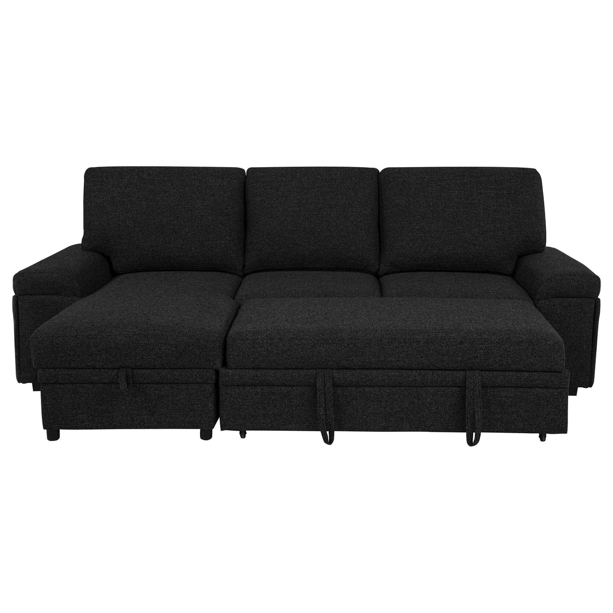 Demko Black Sleeper Sectional Sofa with Speaker and Storage Chaise by Coaster at Eve Furniture