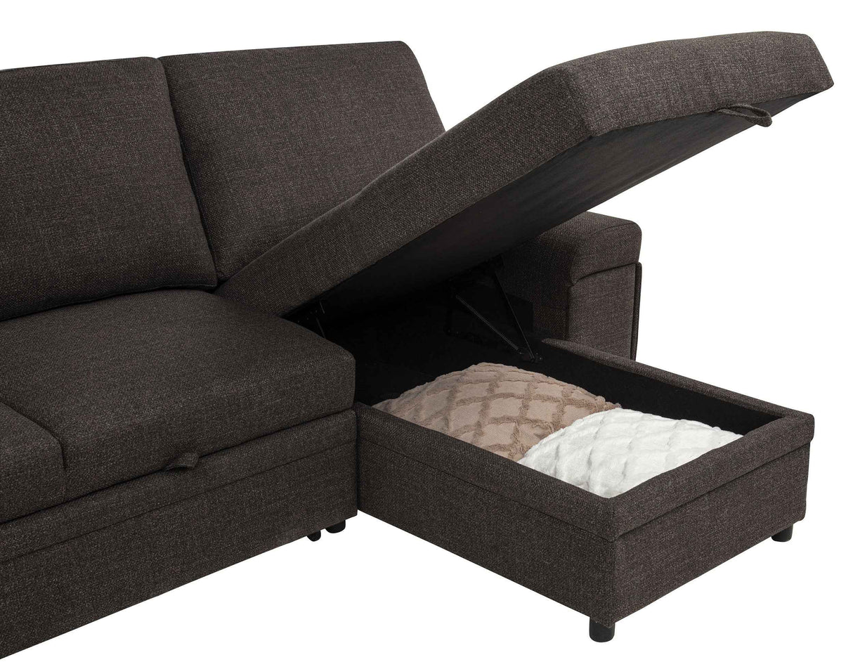 Demko Brown Sleeper Sectional Sofa with Speaker and Storage Chaise by Coaster at Eve Furniture