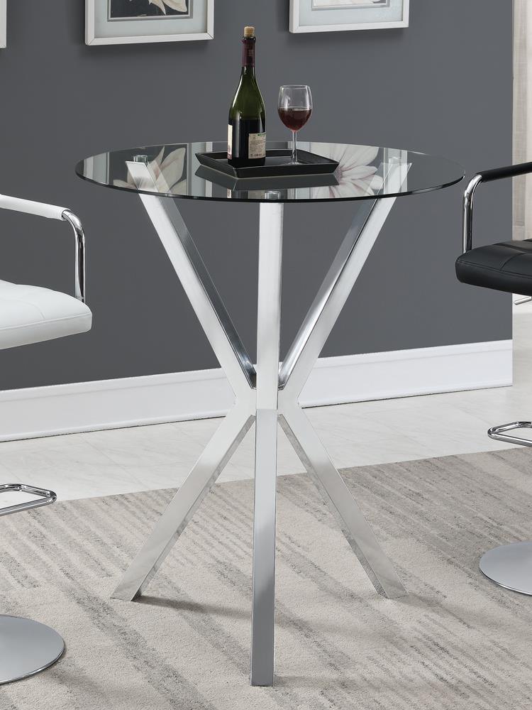 Denali Chrome Round Glass Top Bar Table by Coaster at Eve Furniture
