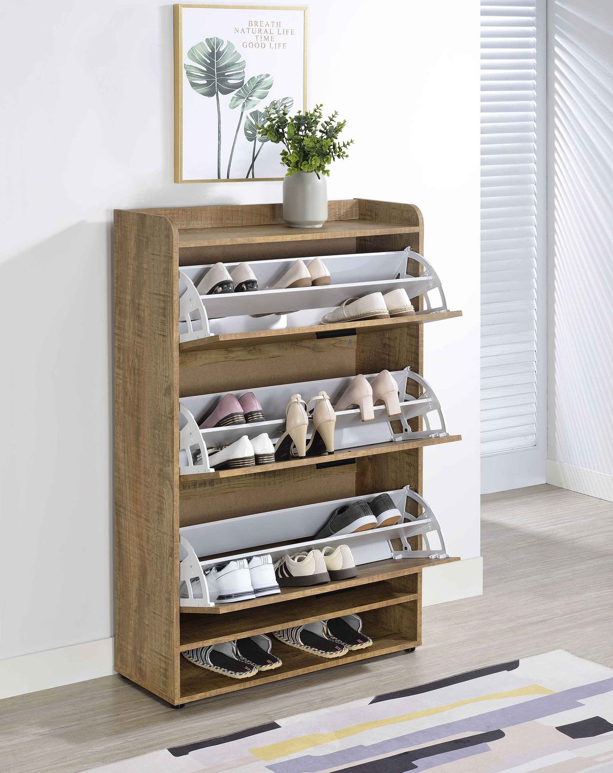 Denia Mango 3-tier Engineered Wood Shoe Cabinet by Coaster at Eve Furniture