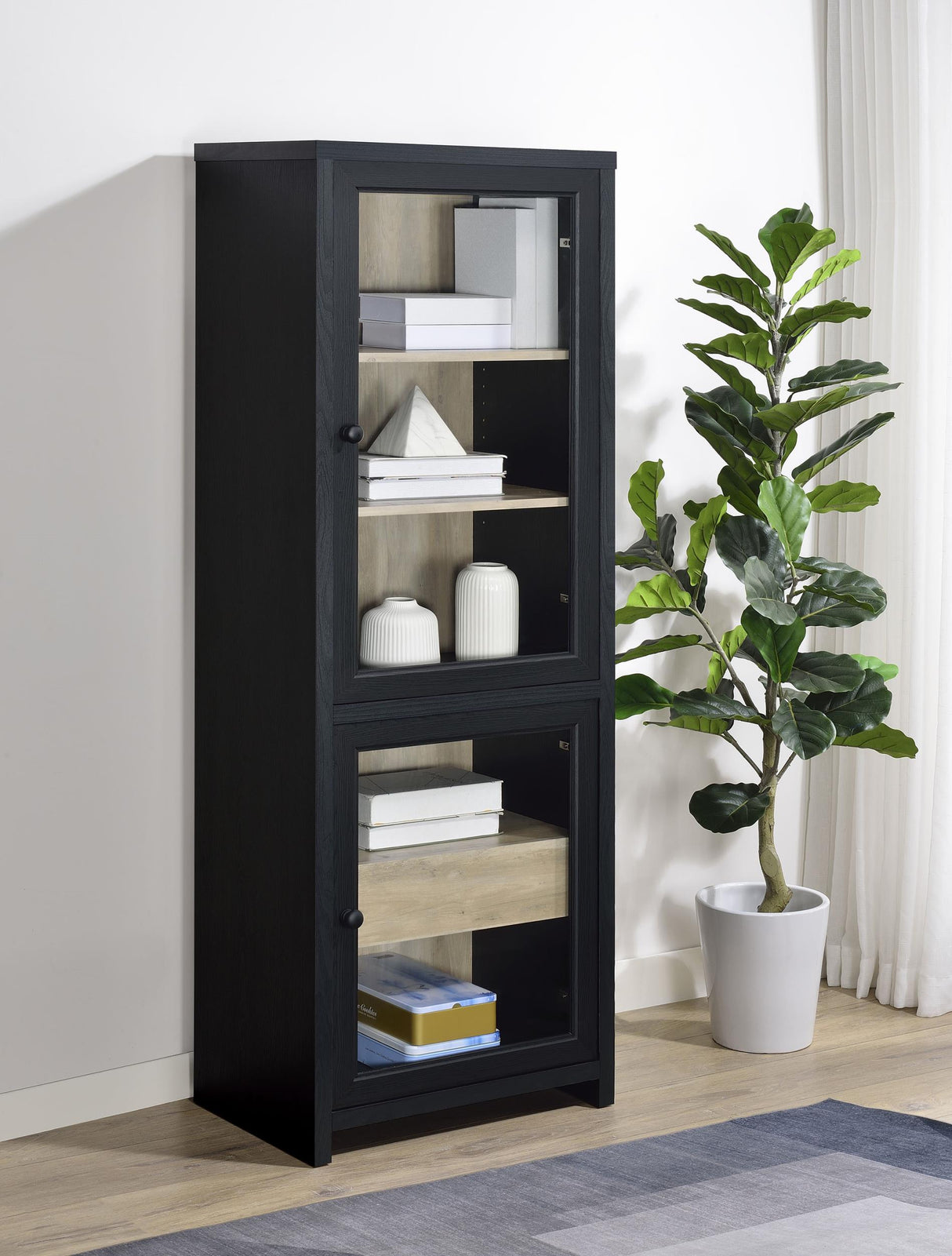 Denison Black 67-inch 2-Door Media Tower Storage Cabinet by Coaster at Eve Furniture