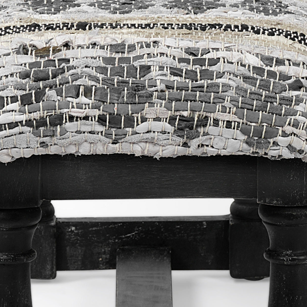 Denison II 56L x 15W Black Wood Base Woven-Leather Cushion Top Accent Bench by Mercana at Eve Furniture