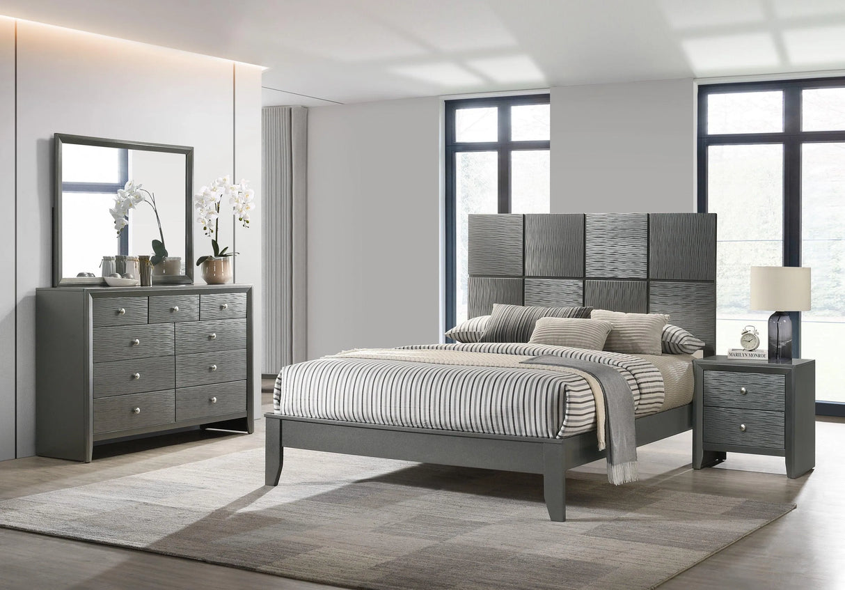 Denker Gunmetal Panel Bedroom Set by Crown Mark at Eve Furniture