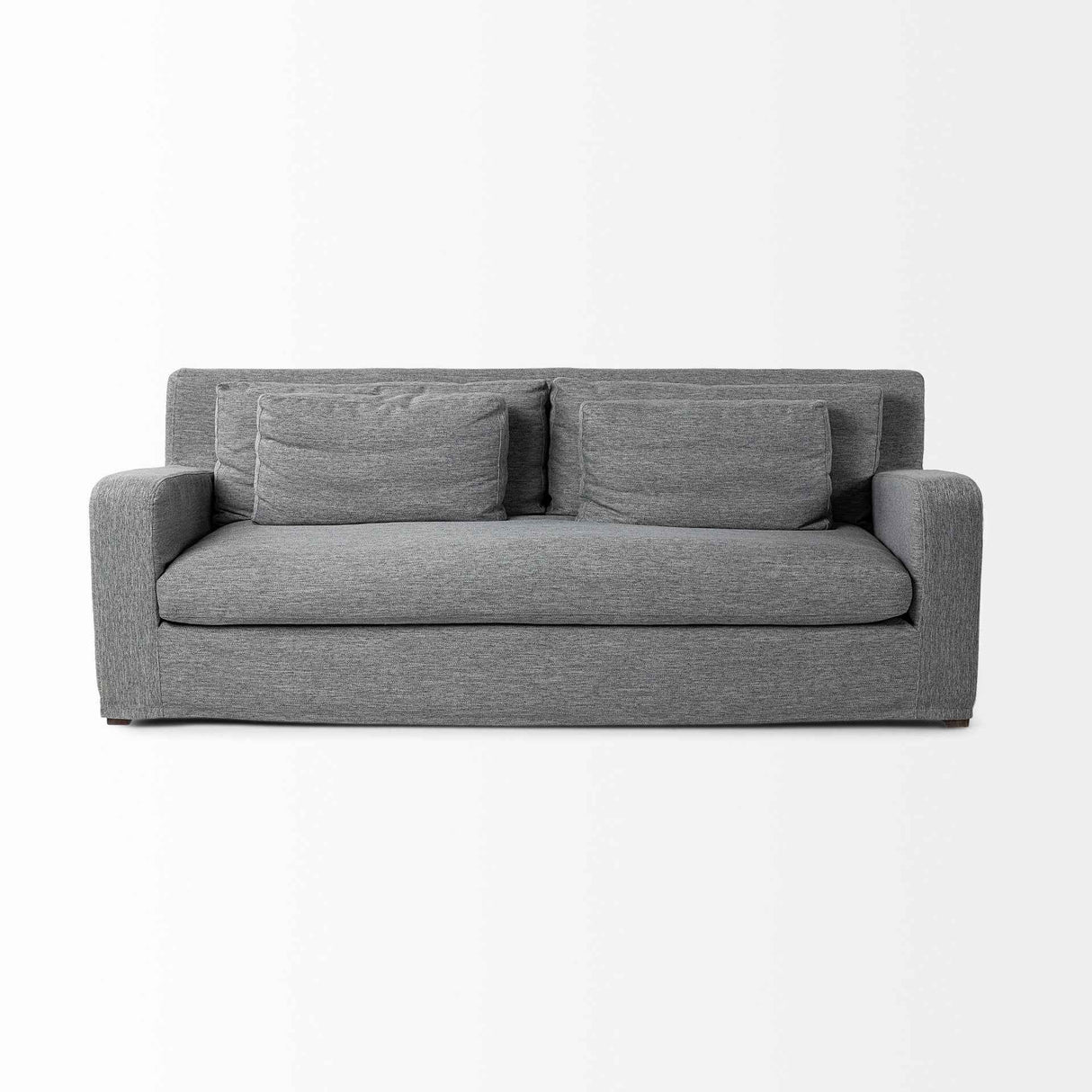 Denly II 92 Inch Slipcover Three Seater Sofa In Casterock Gray by Mercana at Eve Furniture