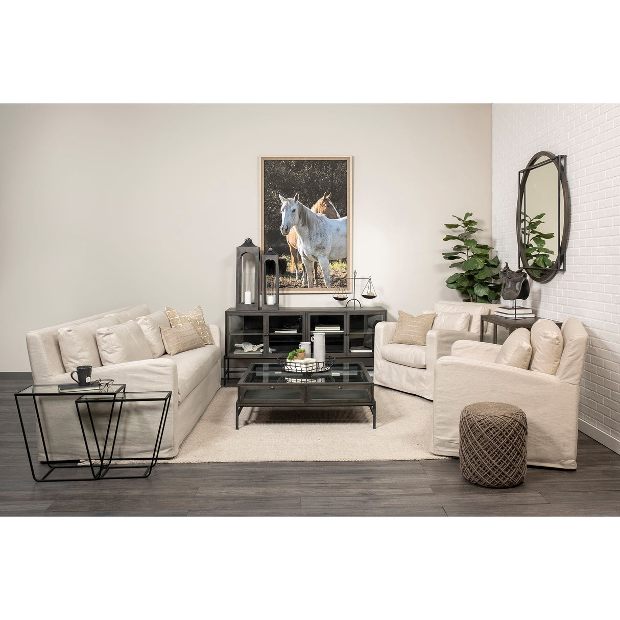 Denly II Beige Slipcover Three Seater Sofa by Mercana at Eve Furniture