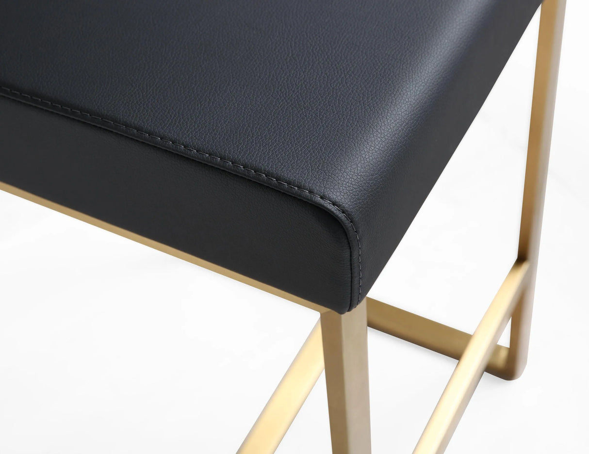 Denmark Performance Vegan Leather Stool with Gold Base - Set of 2 by TOV Furniture at Eve Furniture