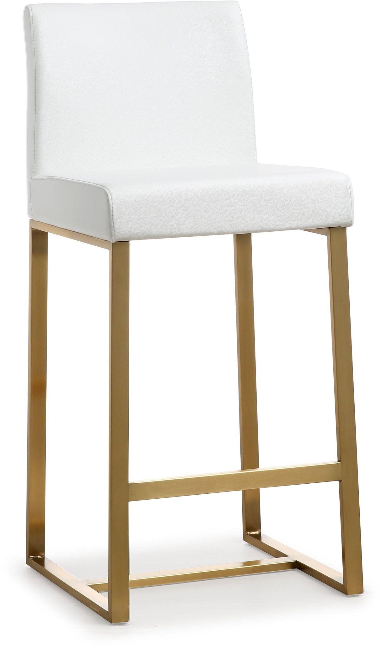 Denmark Performance Vegan Leather Stool with Gold Base - Set of 2 by TOV Furniture at Eve Furniture