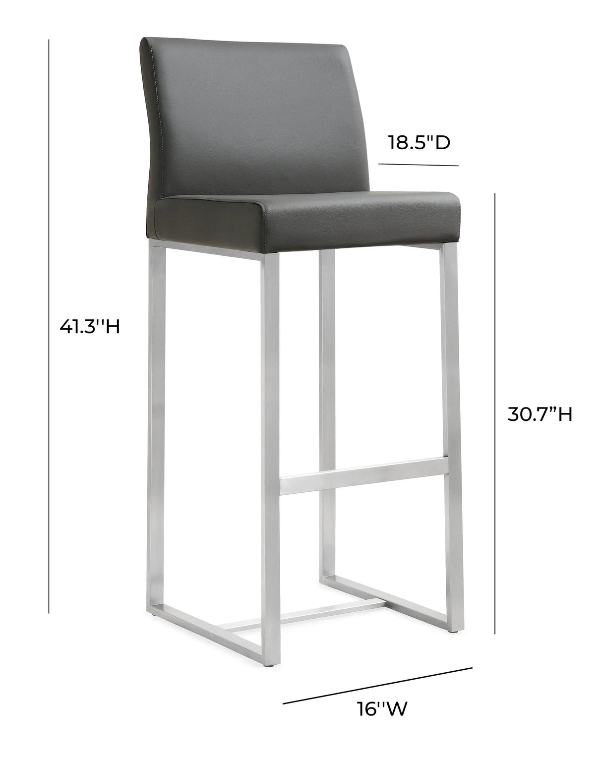 Denmark Performance Vegan Leather Stool with Silver Base - Set of 2 by TOV Furniture at Eve Furniture