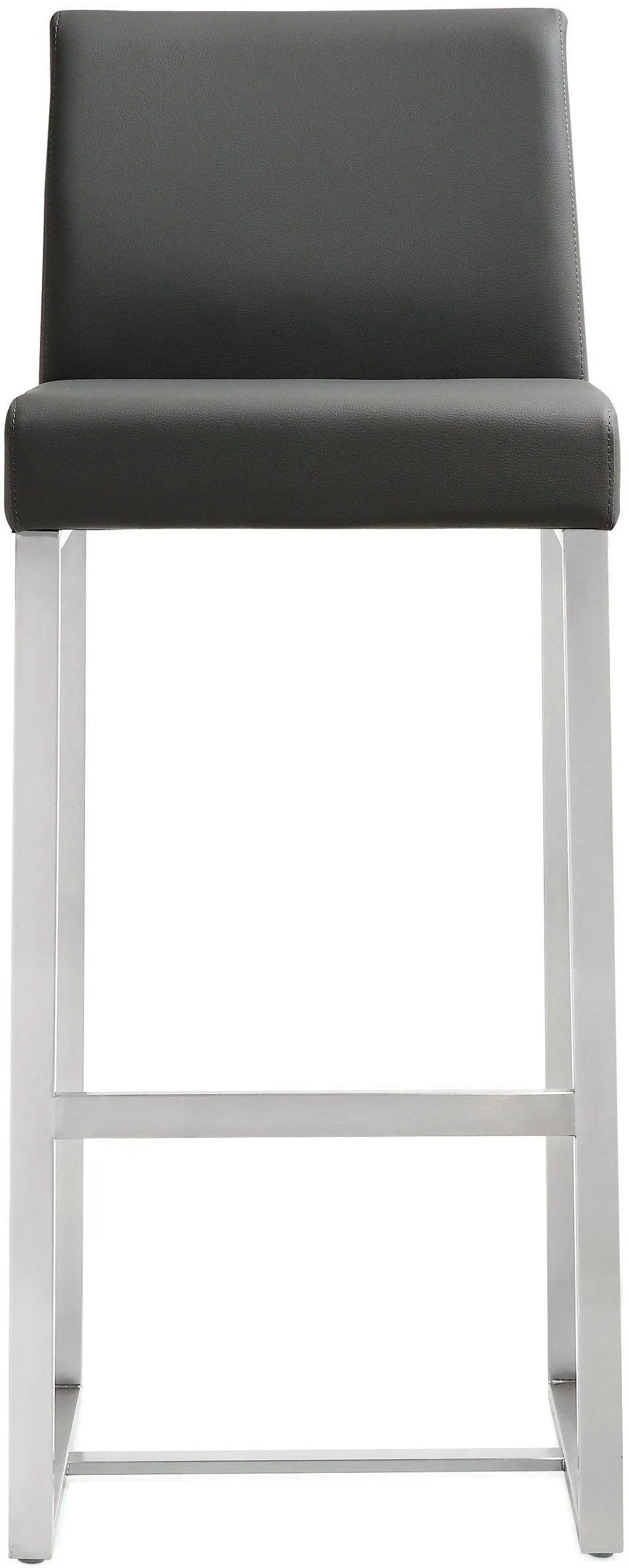 Denmark Performance Vegan Leather Stool with Silver Base - Set of 2 by TOV Furniture at Eve Furniture