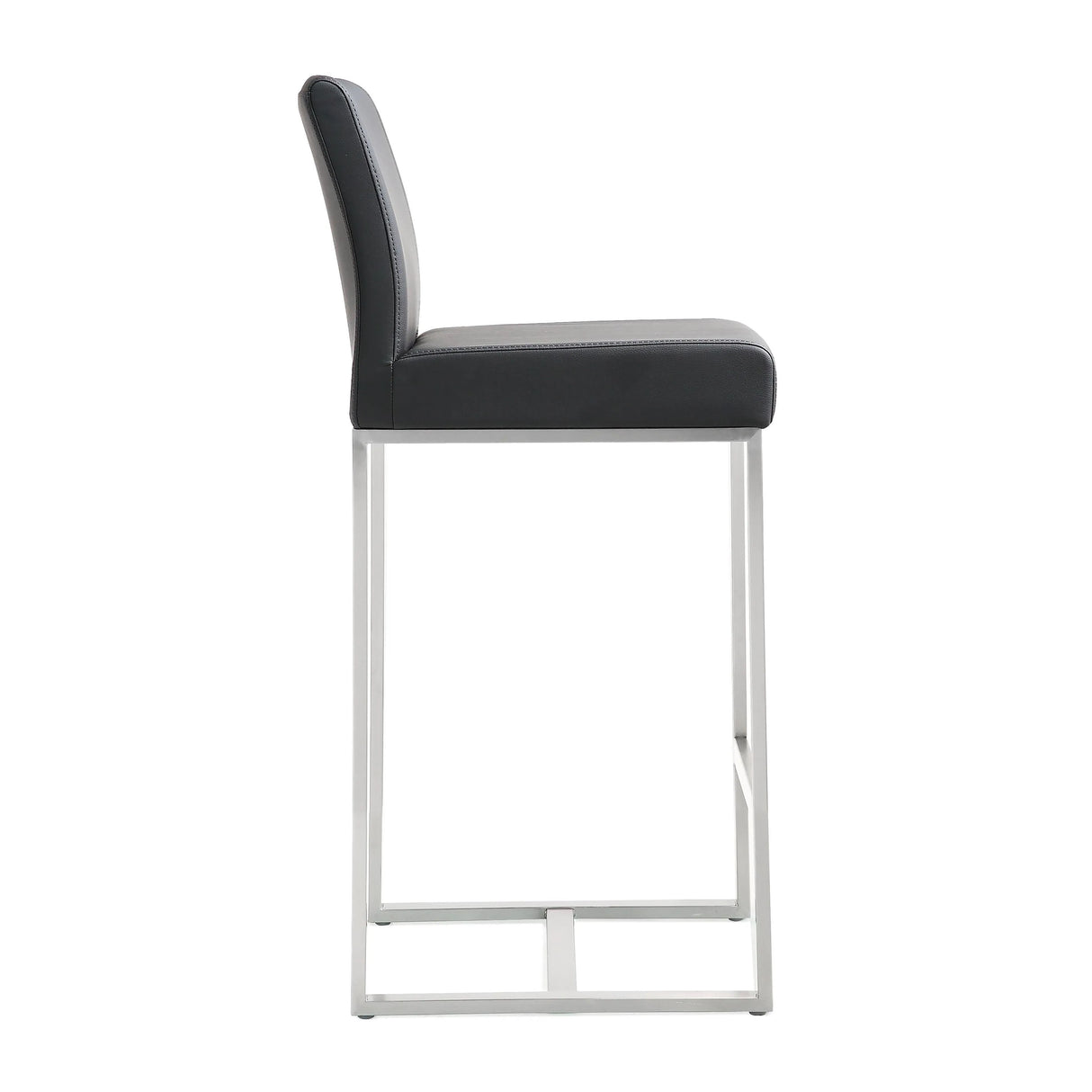 Denmark Performance Vegan Leather Stool with Silver Base - Set of 2 by TOV Furniture at Eve Furniture
