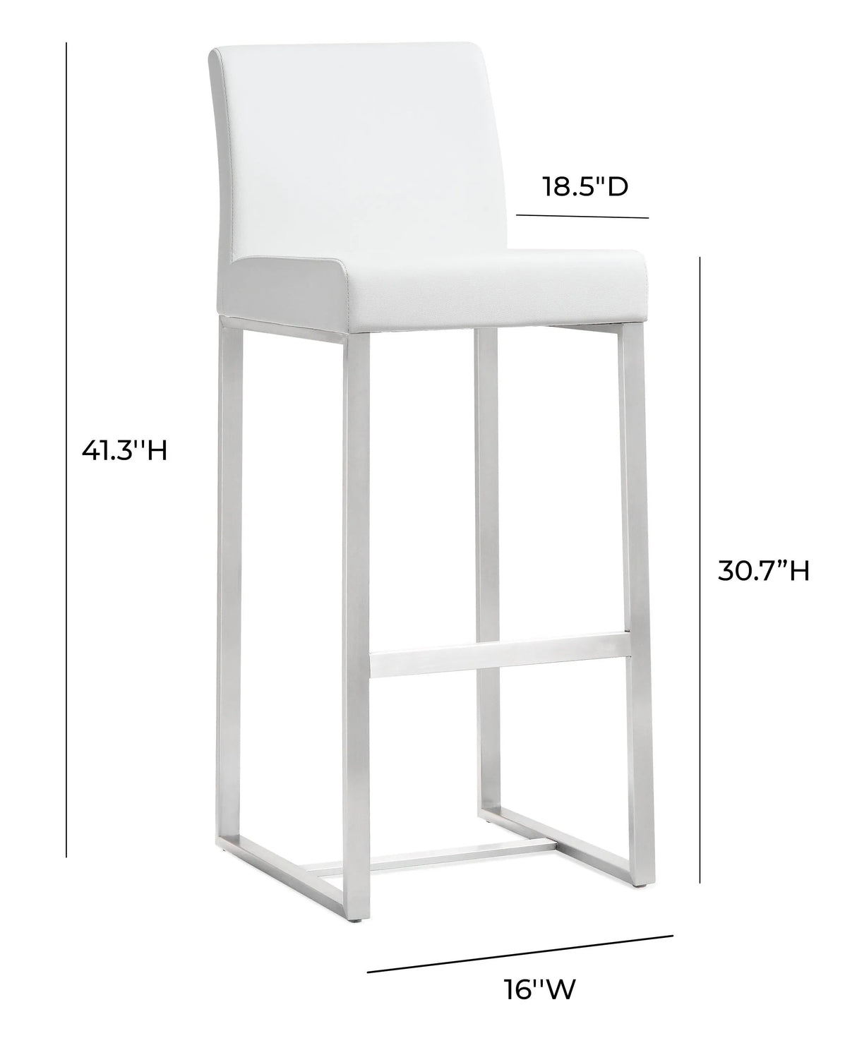Denmark Performance Vegan Leather Stool with Silver Base - Set of 2 by TOV Furniture at Eve Furniture