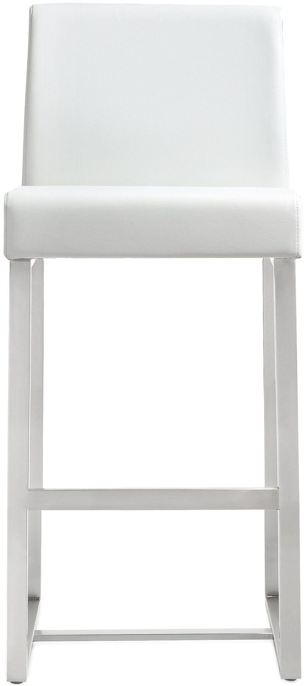 Denmark Performance Vegan Leather Stool with Silver Base - Set of 2 by TOV Furniture at Eve Furniture