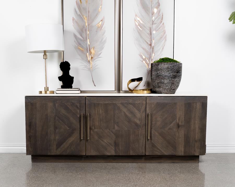 Dennis White and Tobacco Grey 3-door Marble Top Dining Sideboard Server by Coaster at Eve Furniture