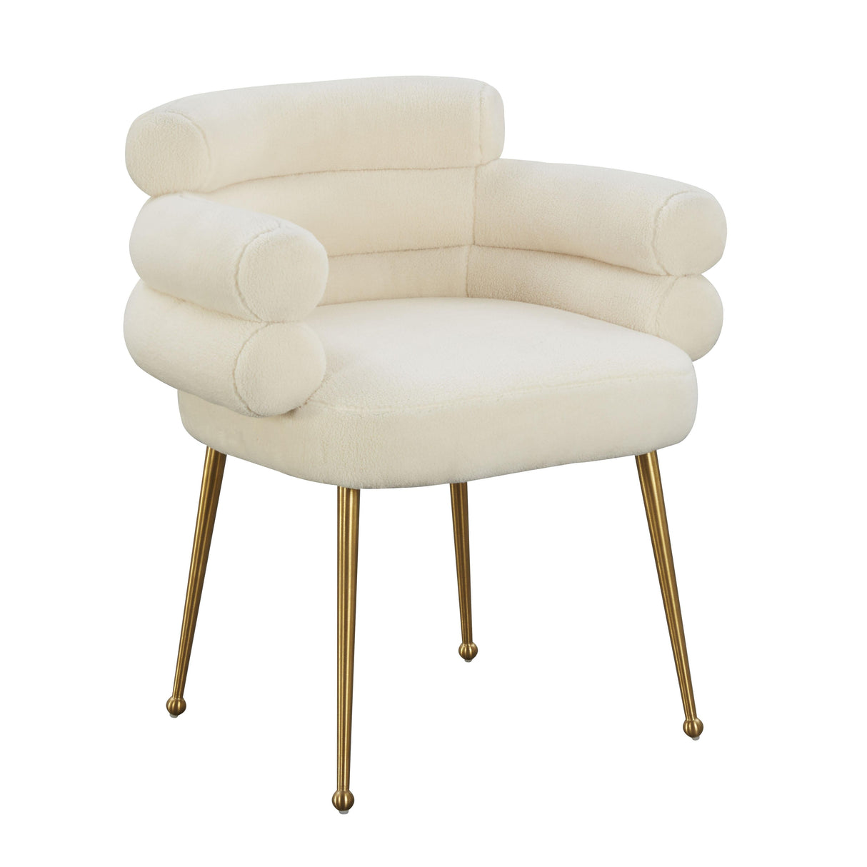 Dente Cream Performance Faux Sheepskin Dining Chair by TOV Furniture at Eve Furniture