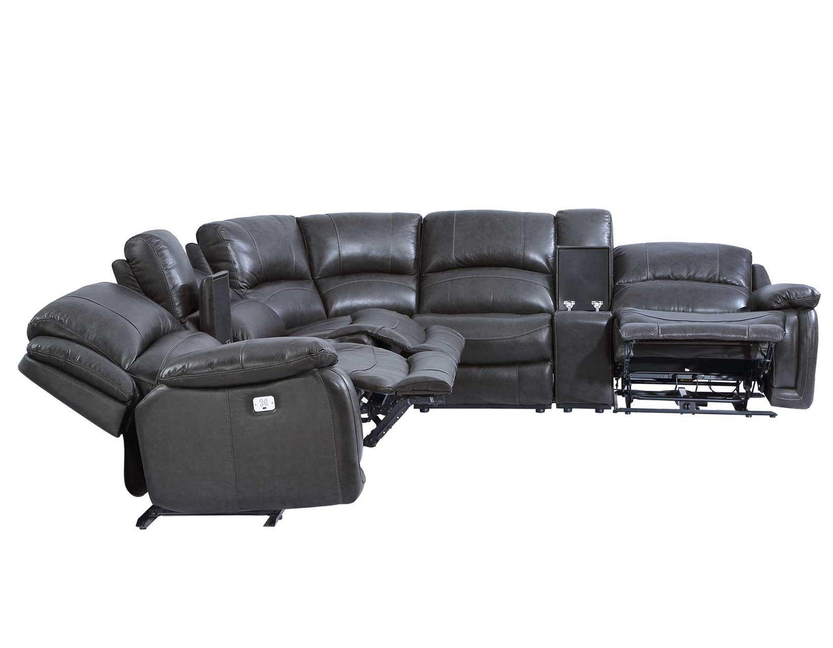 Denver Charcoal Dual-Power 6-Piece Sectional by Steve Silver at Eve Furniture