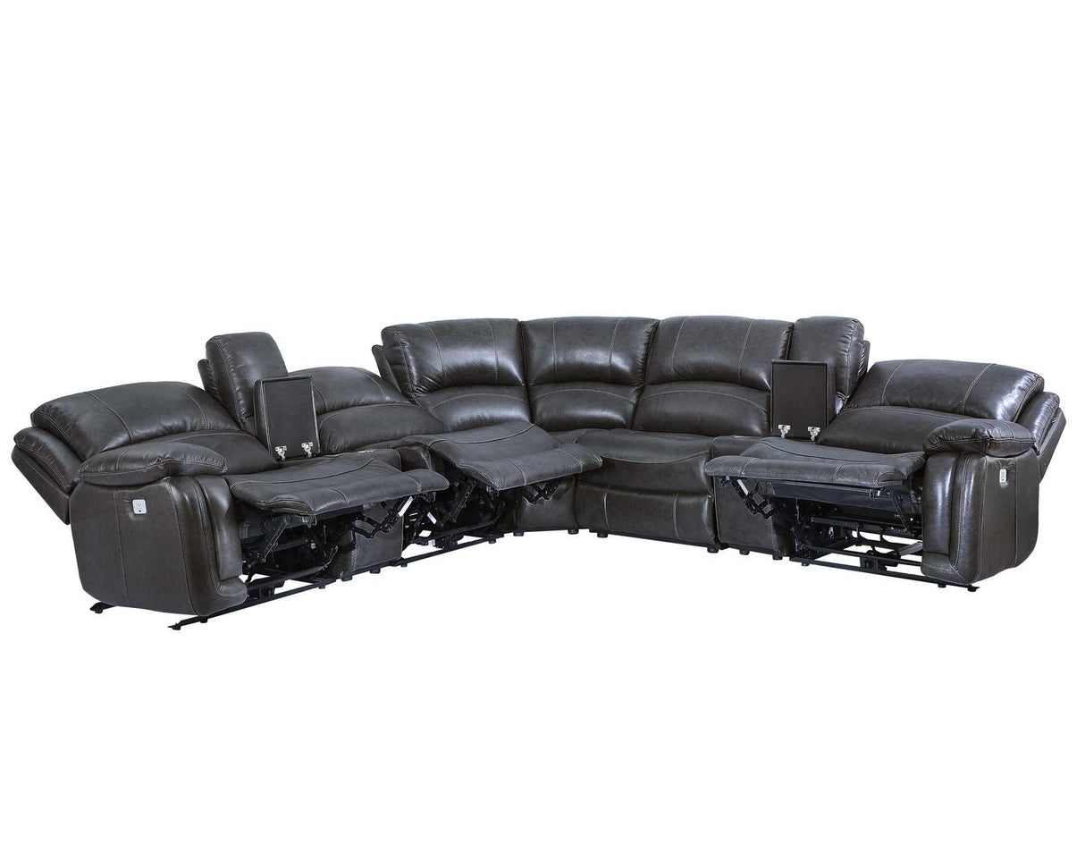 Denver Charcoal Dual-Power 6-Piece Sectional by Steve Silver at Eve Furniture
