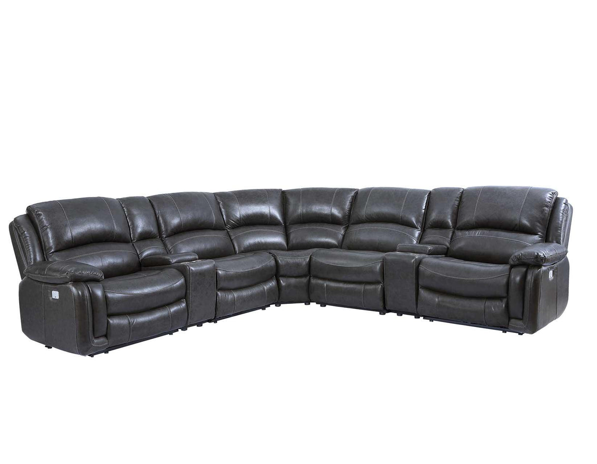 Denver Charcoal Dual-Power 6-Piece Sectional by Steve Silver at Eve Furniture
