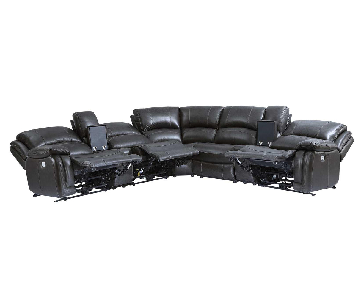 Denver Charcoal Dual-Power 6-Piece Sectional by Steve Silver at Eve Furniture