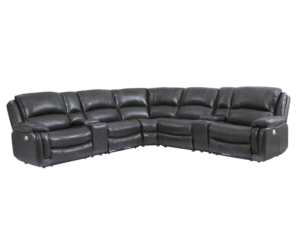 Denver Charcoal Dual-Power 6-Piece Sectional by Steve Silver at Eve Furniture
