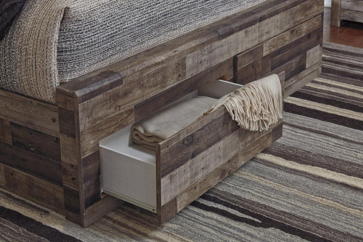 Derekson Multi Gray Queen Platform Bed with 4 Storage Drawers by Ashley at Eve Furniture