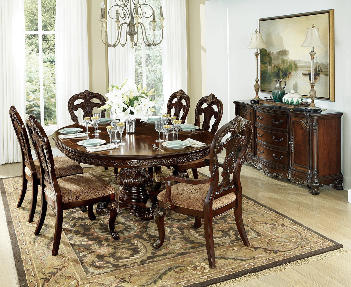 Deryn Park Cherry Extendable Round/Oval Dining Table by Homelegance at Eve Furniture