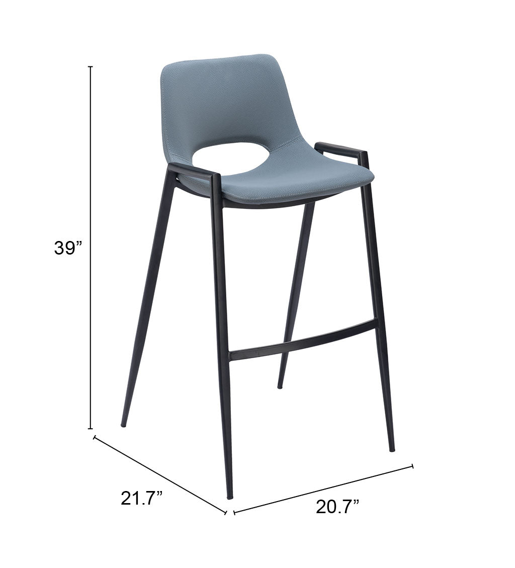 Desi Azure Gray Barstool (Set of 2) by Zuomod at Eve Furniture