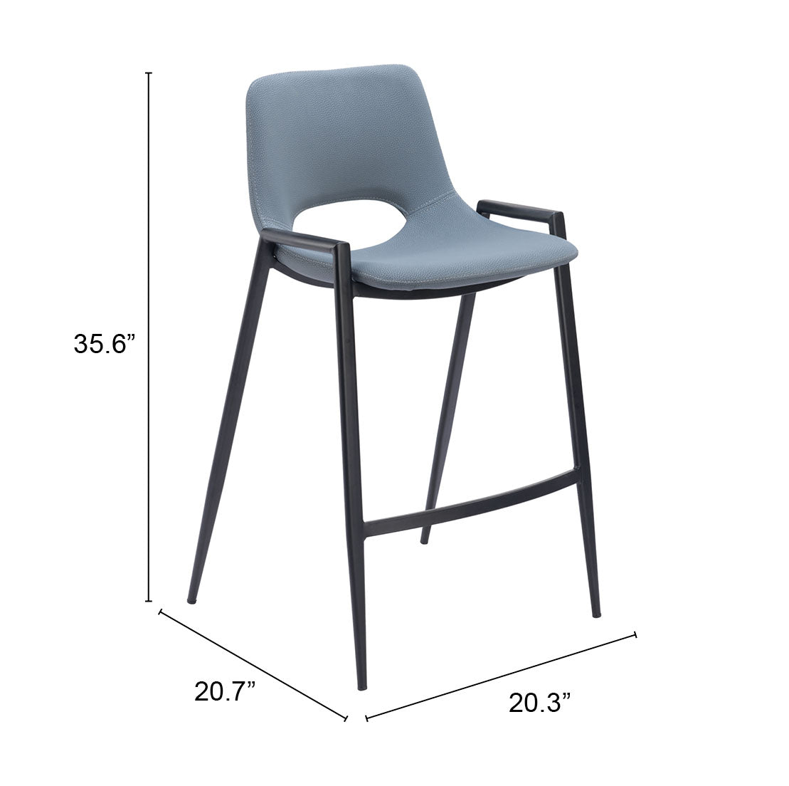 Desi Azure Gray Counter Stool (Set of 2) by Zuomod at Eve Furniture