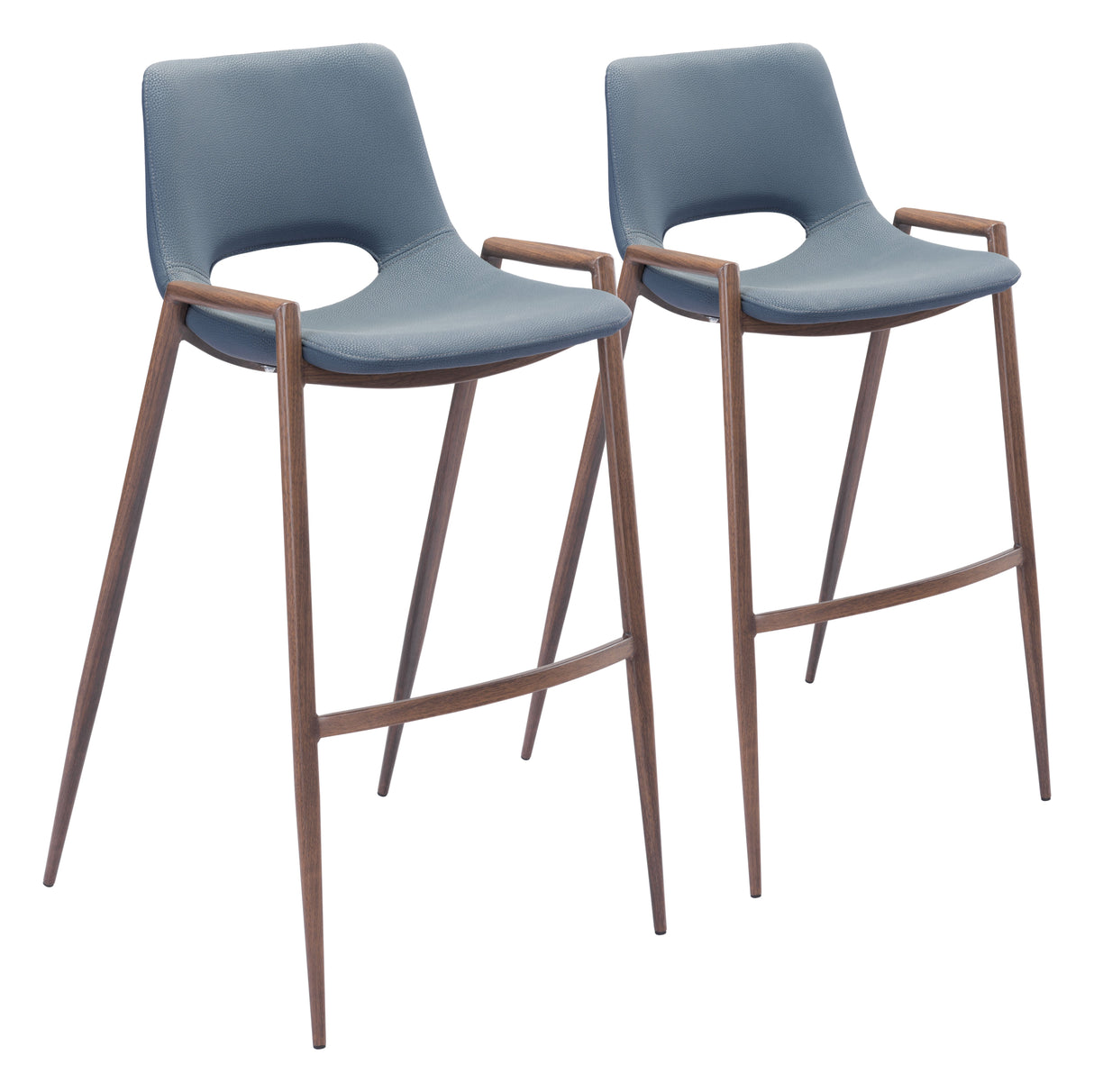 Desi Azure Gray & Walnut Barstool (Set of 2) by Zuomod at Eve Furniture