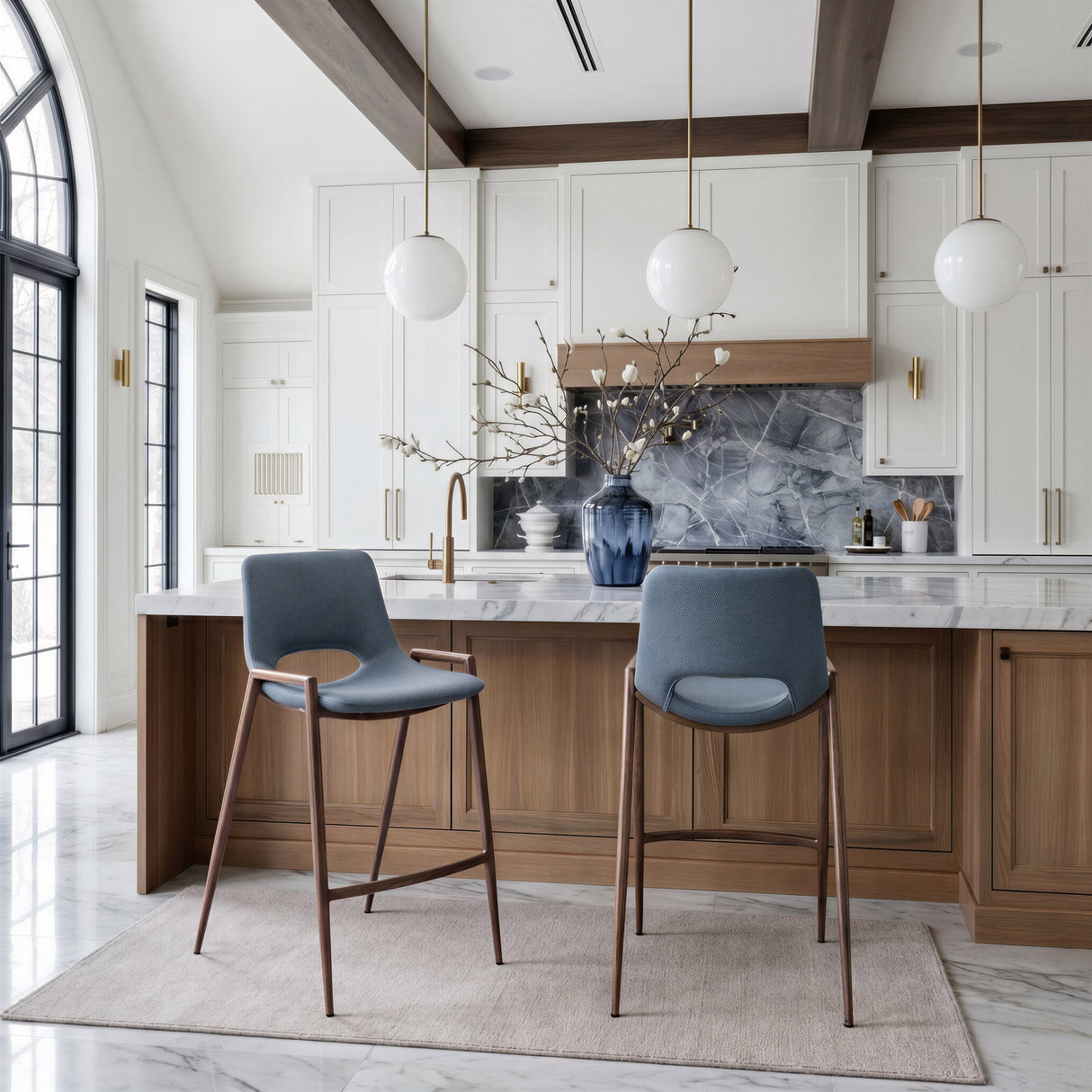 Desi Azure Gray & Walnut Counter Stool (Set of 2) by Zuomod at Eve Furniture