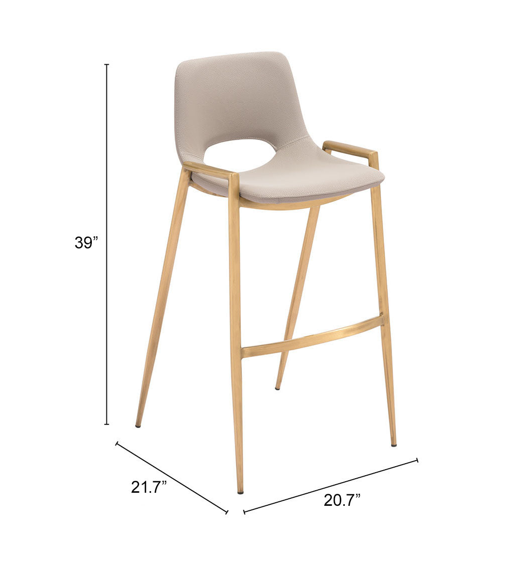 Desi Beige & Gold Barstool (Set of 2) by Zuomod at Eve Furniture