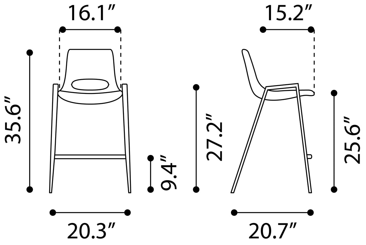 Desi Beige & Gold Counter Stool (Set of 2) by Zuomod at Eve Furniture