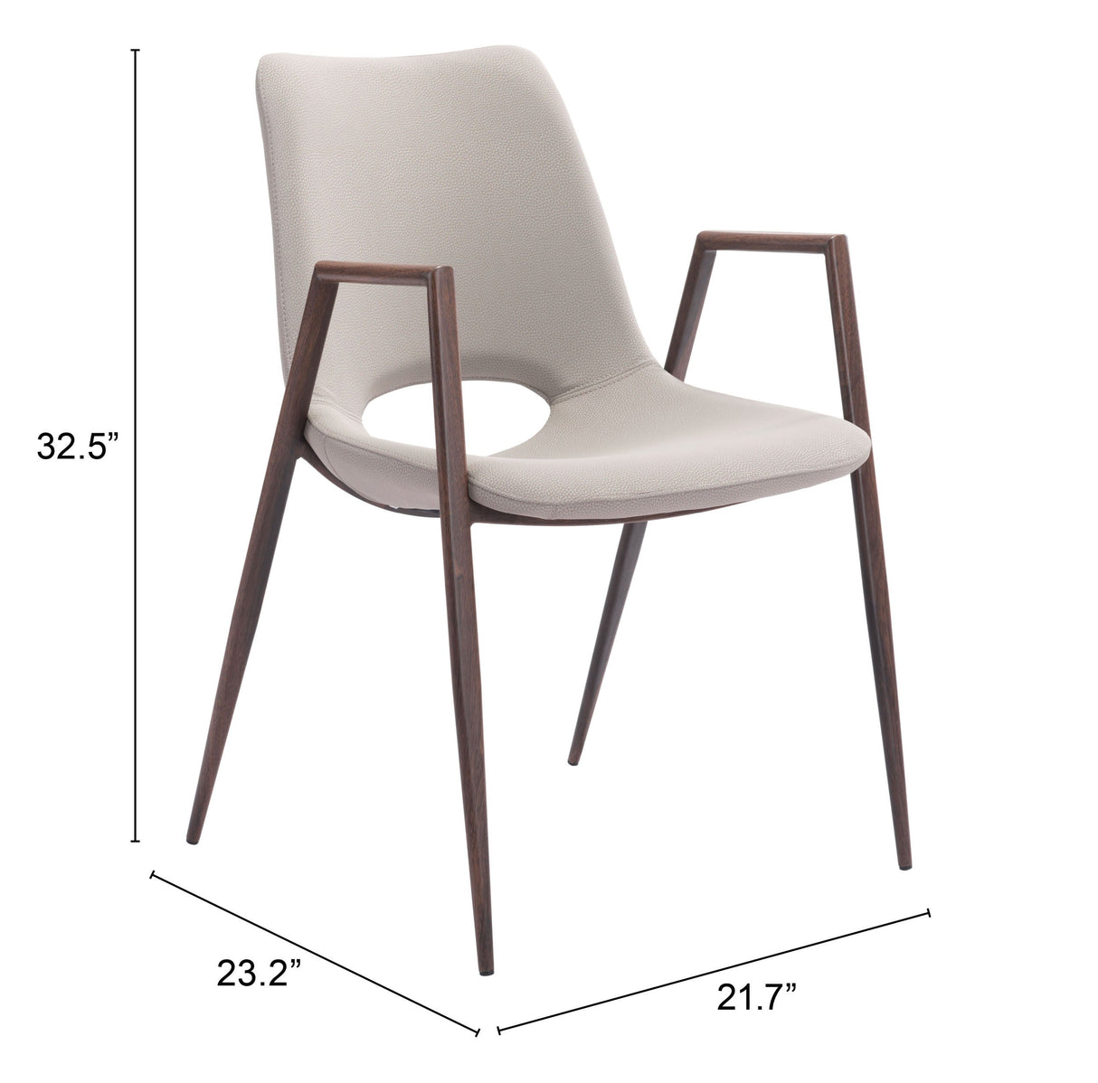 Desi Beige & Walnut Dining Chair (Set of 2) by Zuomod at Eve Furniture