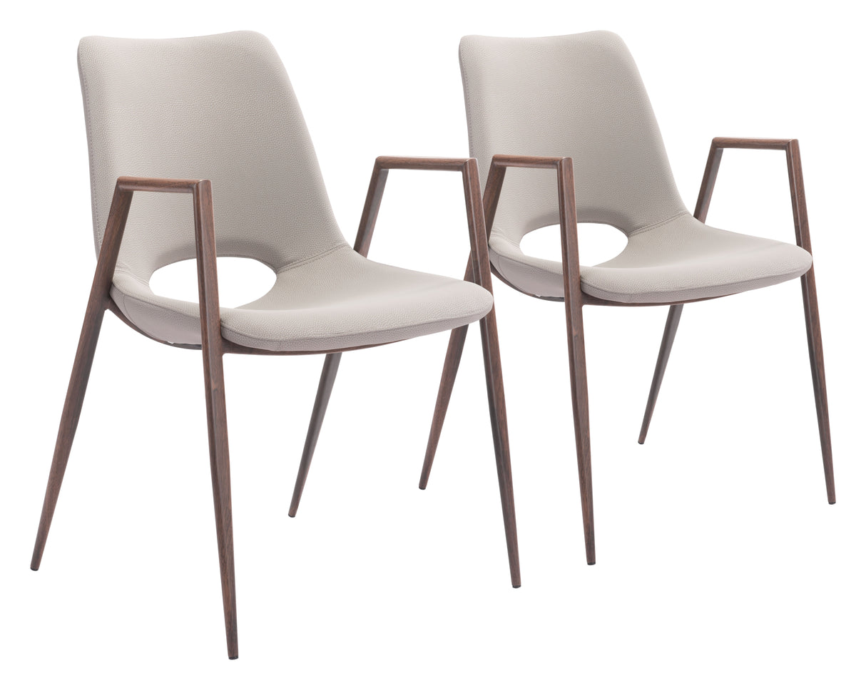 Desi Beige & Walnut Dining Chair (Set of 2) by Zuomod at Eve Furniture