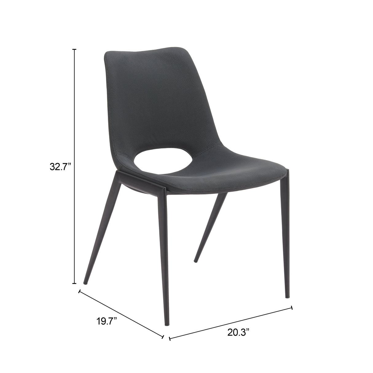 Desi Black Armless Dining Chair (Set of 2) by Zuomod at Eve Furniture