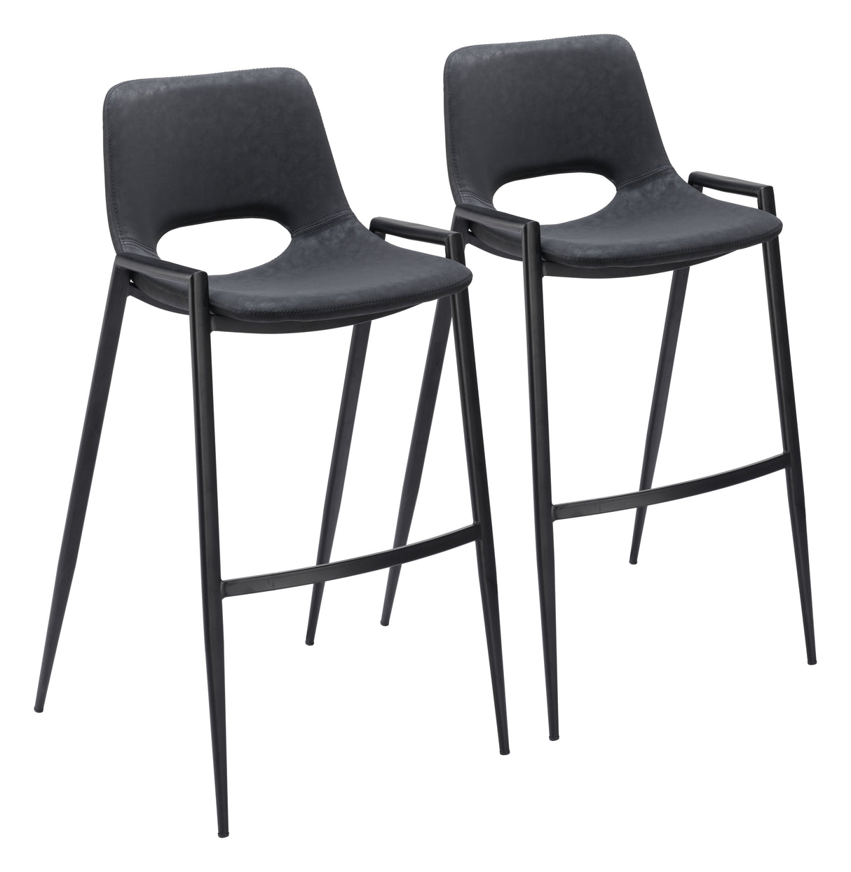Desi Black Barstool (Set of 2) by Zuomod at Eve Furniture