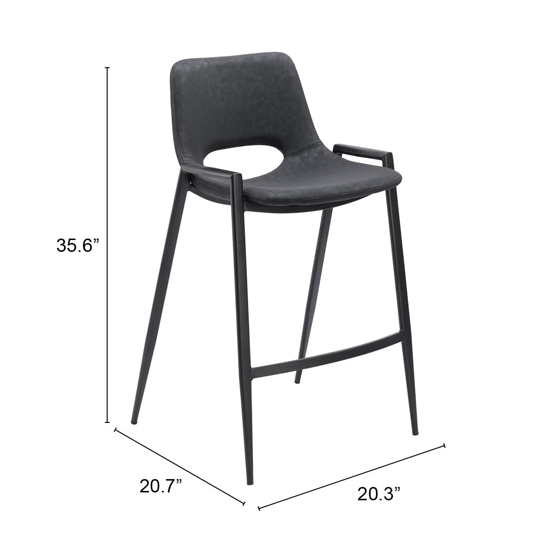 Desi Black Counter Stool (Set of 2) by Zuomod at Eve Furniture