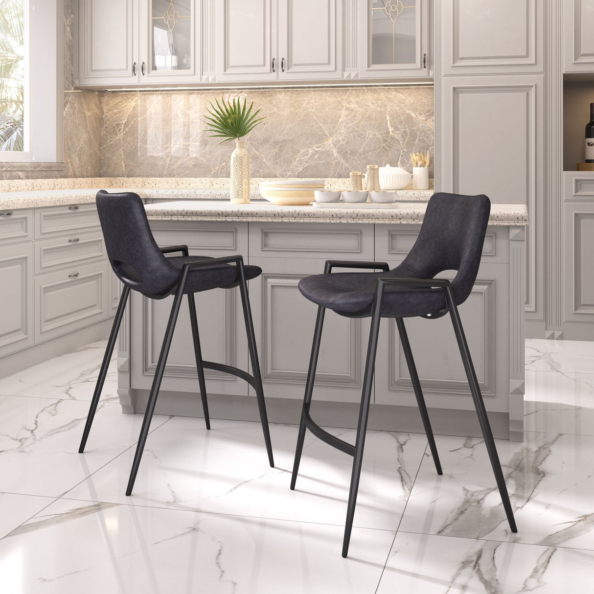Desi Black Counter Stool (Set of 2) by Zuomod at Eve Furniture