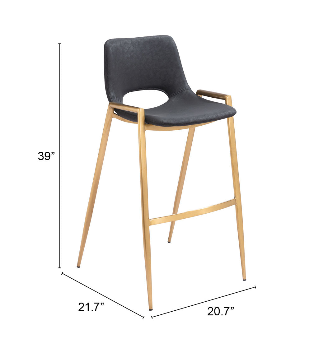 Desi Black & Gold Barstool (Set of 2) by Zuomod at Eve Furniture