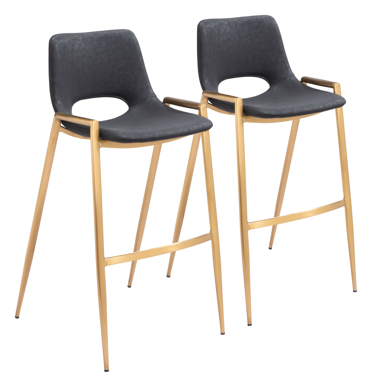 Desi Black & Gold Barstool (Set of 2) by Zuomod at Eve Furniture