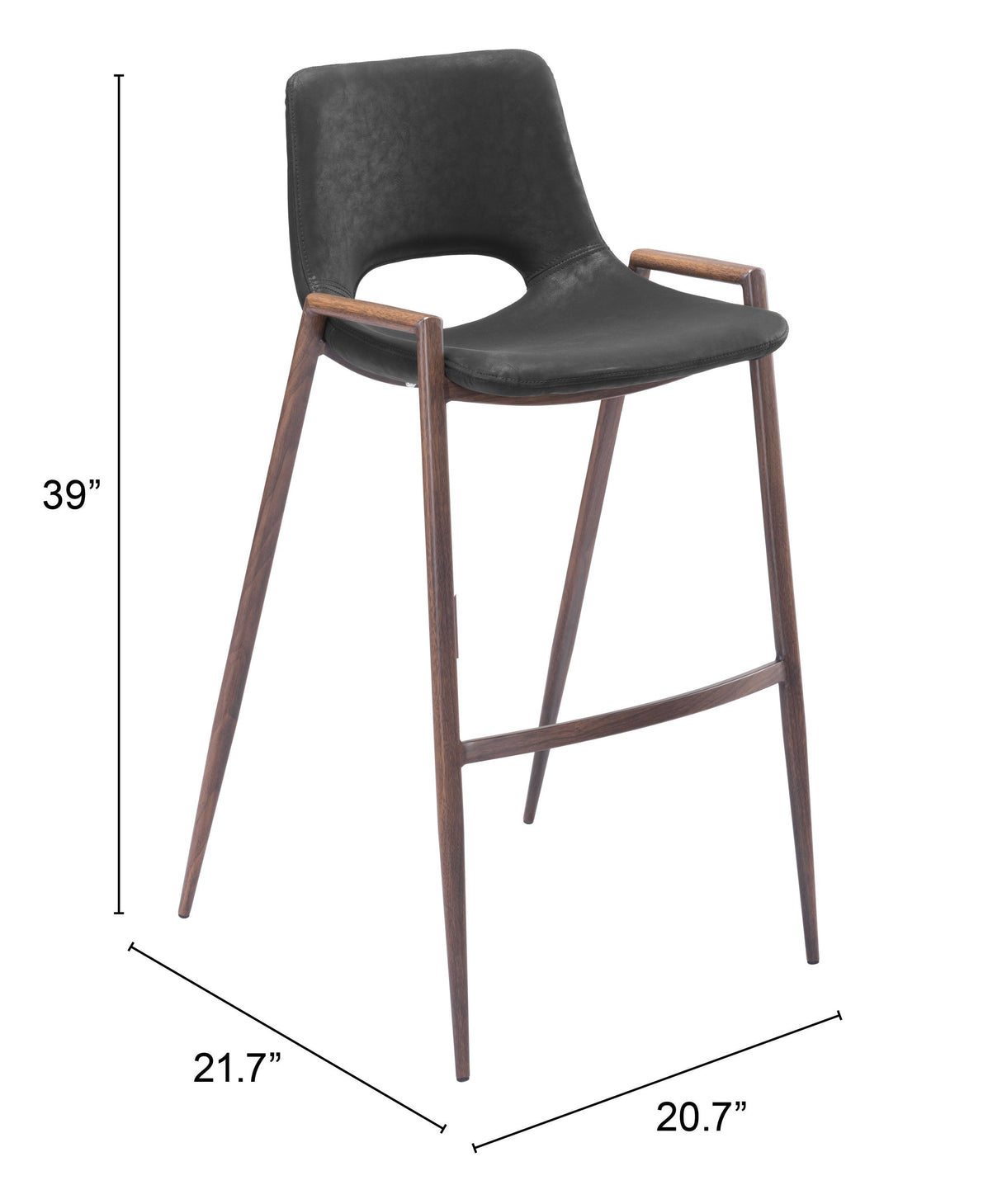 Desi Black & Walnut Barstool (Set of 2) by Zuomod at Eve Furniture
