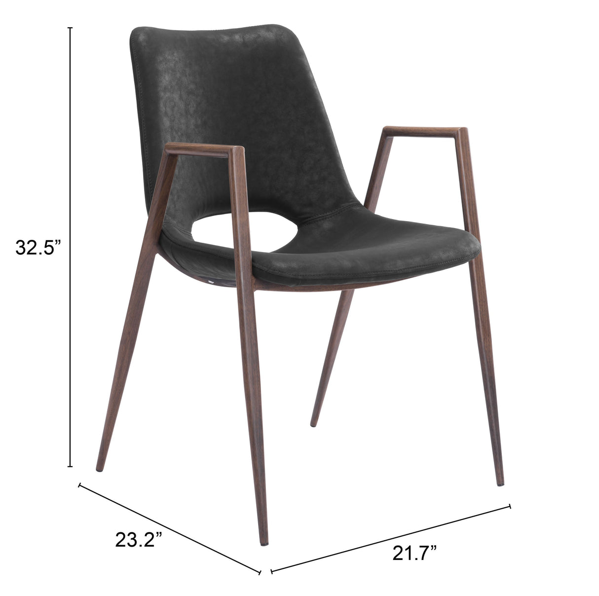 Desi Black & Walnut Dining Chair (Set of 2) by Zuomod at Eve Furniture