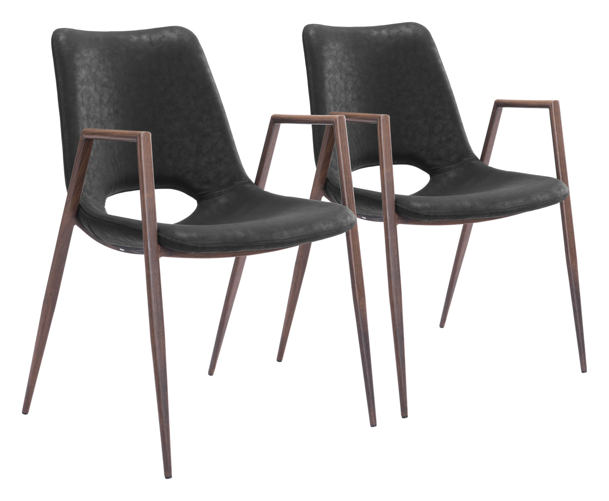 Desi Black & Walnut Dining Chair (Set of 2) by Zuomod at Eve Furniture